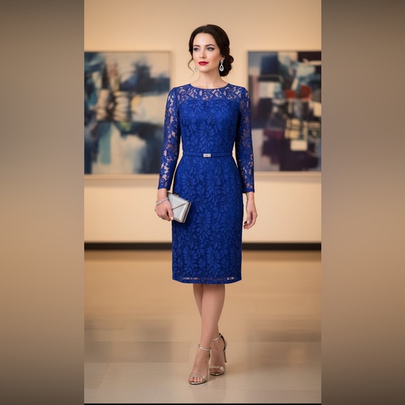 NWT Lauren Ralph Lauren Royal Blue Lace Dress - coffeafoods.com